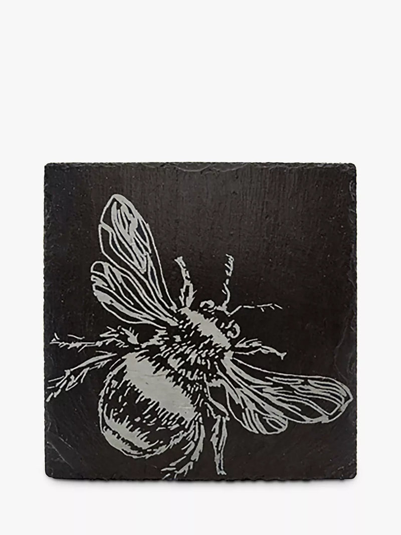 Selbrae House bee square slate coaster natural, imported from the UK