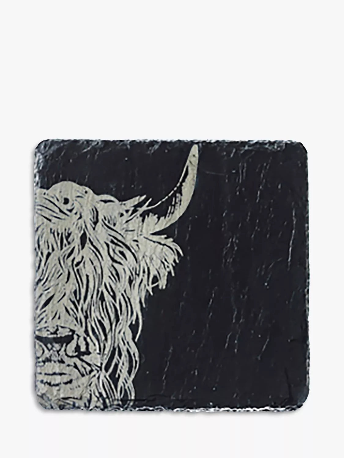 Selbrae House slate coaster highland cow design natural - British product