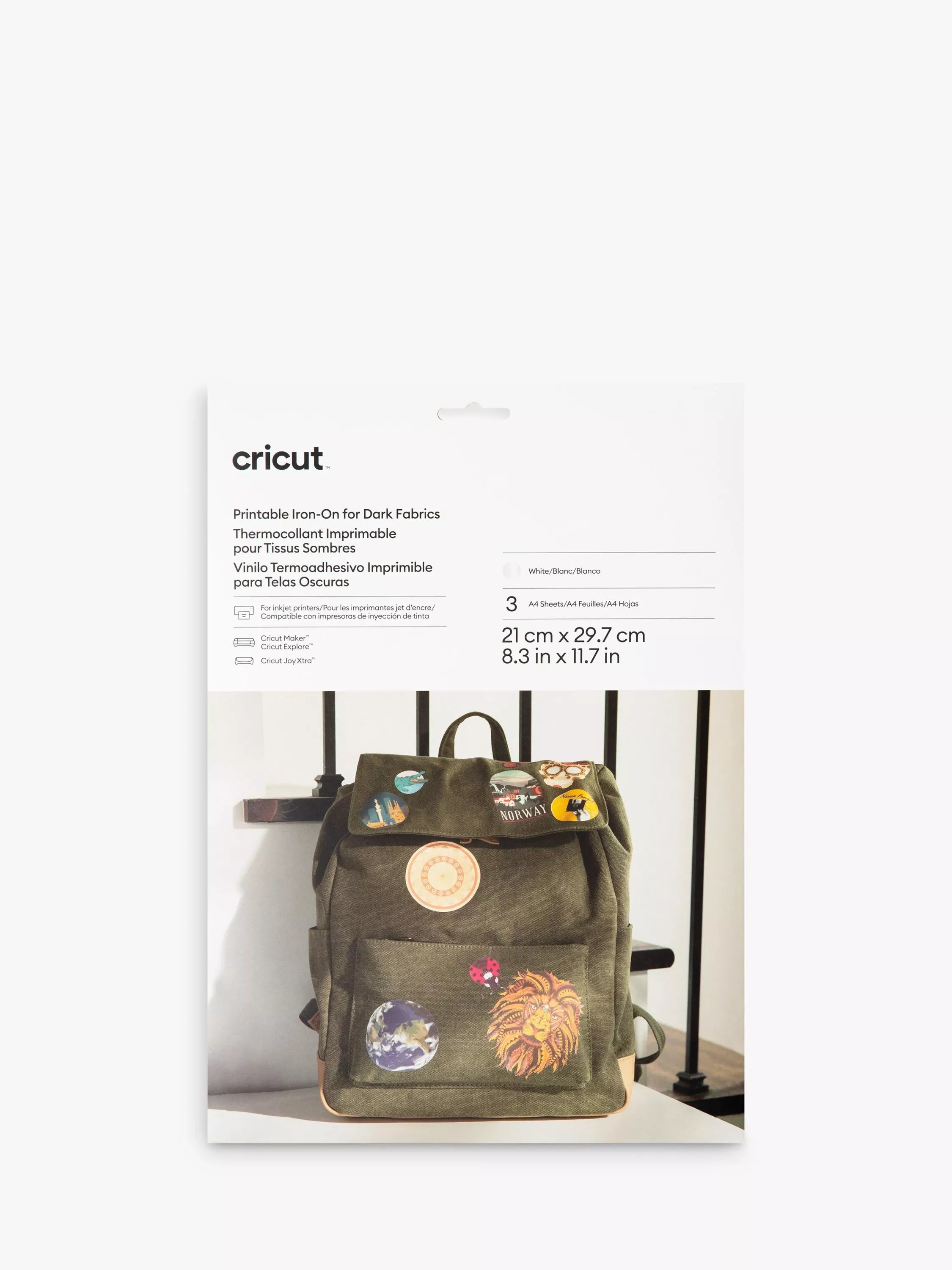 Cricut A4 printable iron-on for dark fabrics, imported from the UK