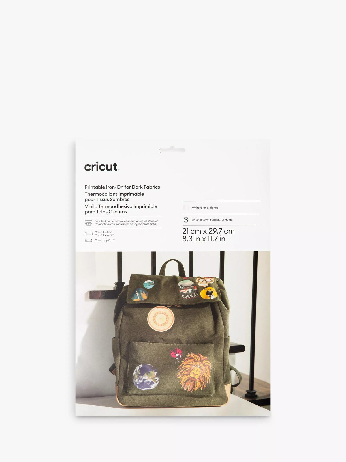 Cricut A4 printable iron-on for dark fabrics, imported from the UK