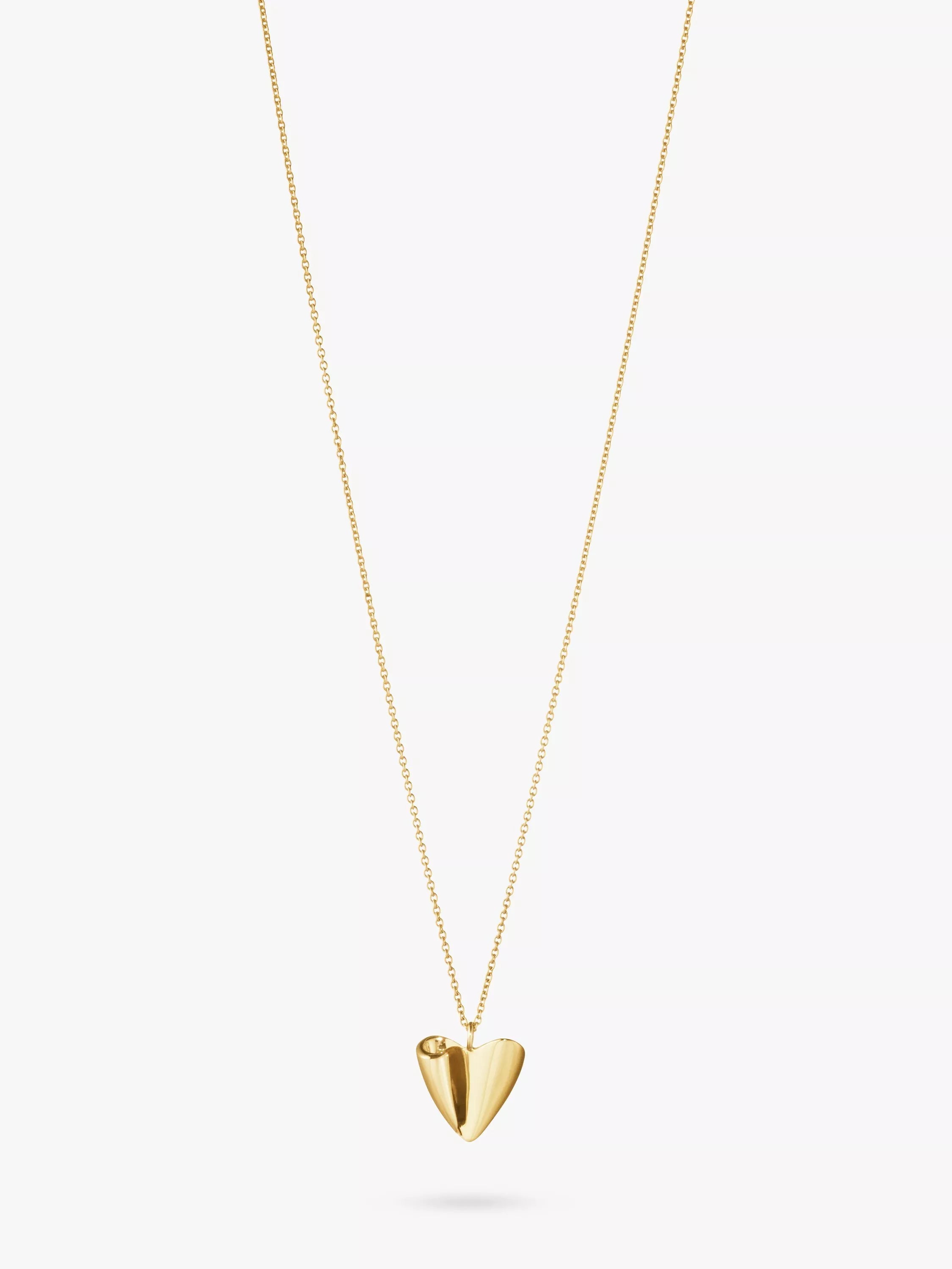 Georg Jensen folded heart pendant necklace 18ct yellow gold, imported from the UK