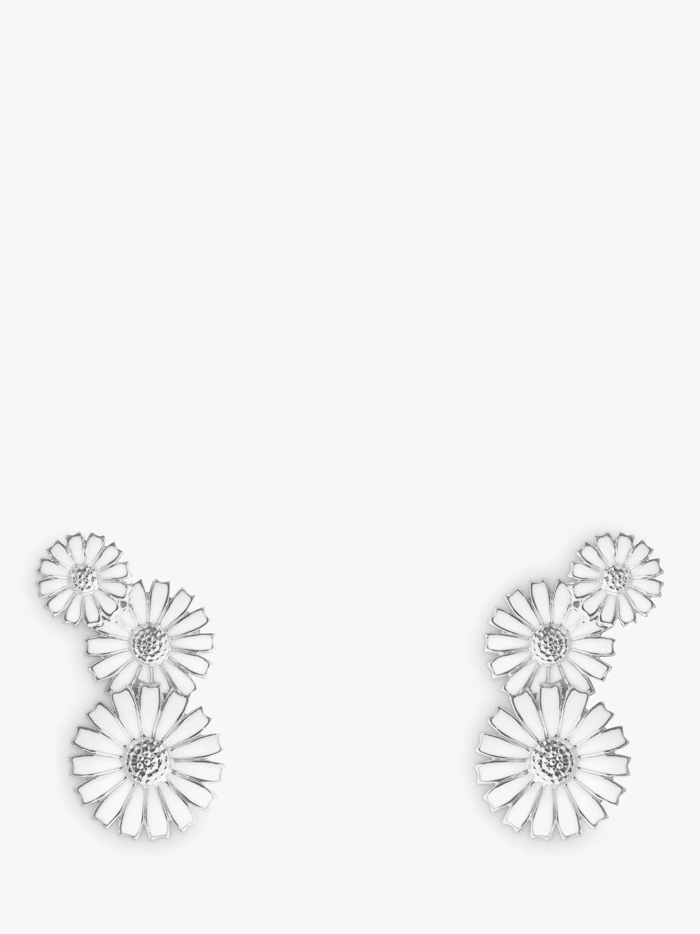 Georg Jensen Daisy Enamel Layered Earrings Silver, UK version