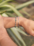 BARTLETT LONDON men's agate beaded stretch bracelet, imported from the UK