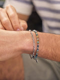 BARTLETT LONDON men's agate beaded stretch bracelet, imported from the UK