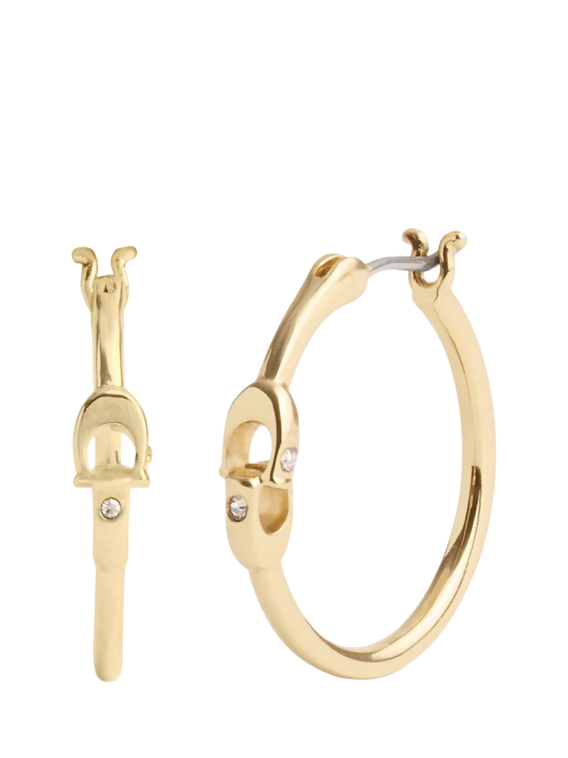 Coach gold hoop earrings sculpted C 19mm - British product