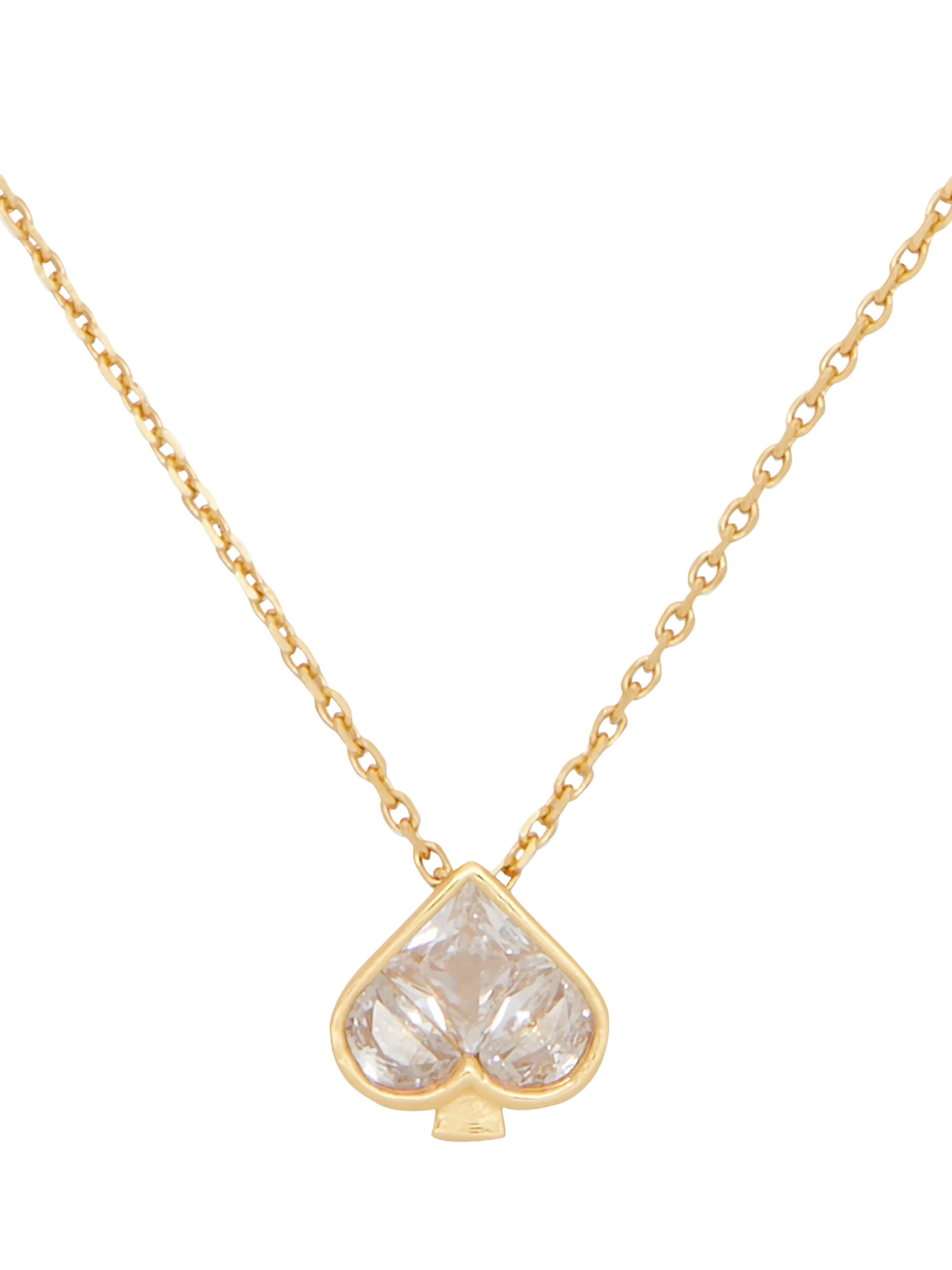 kate spade new york Mini Cubic Zirconia Spade Pendant Necklace, Clear/Gold