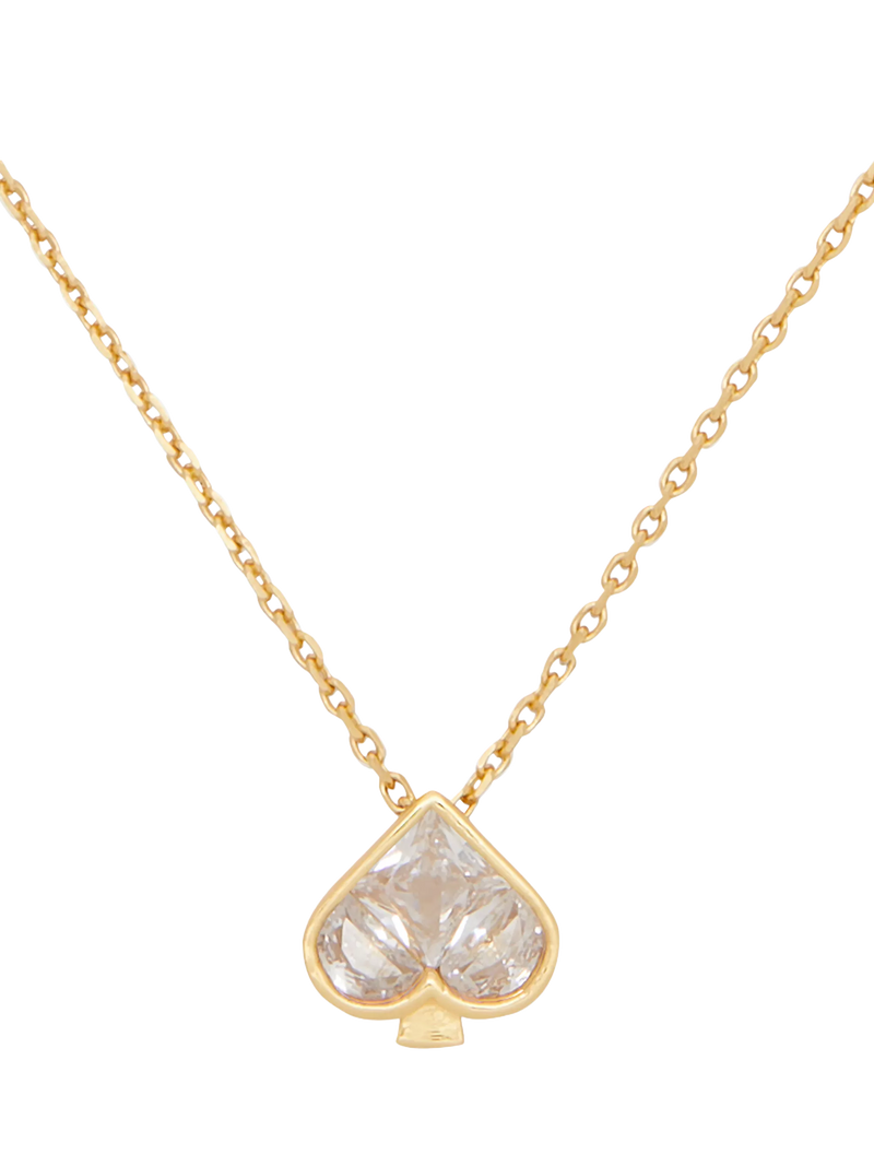 kate spade new york Mini Cubic Zirconia Spade Pendant Necklace, Clear/Gold