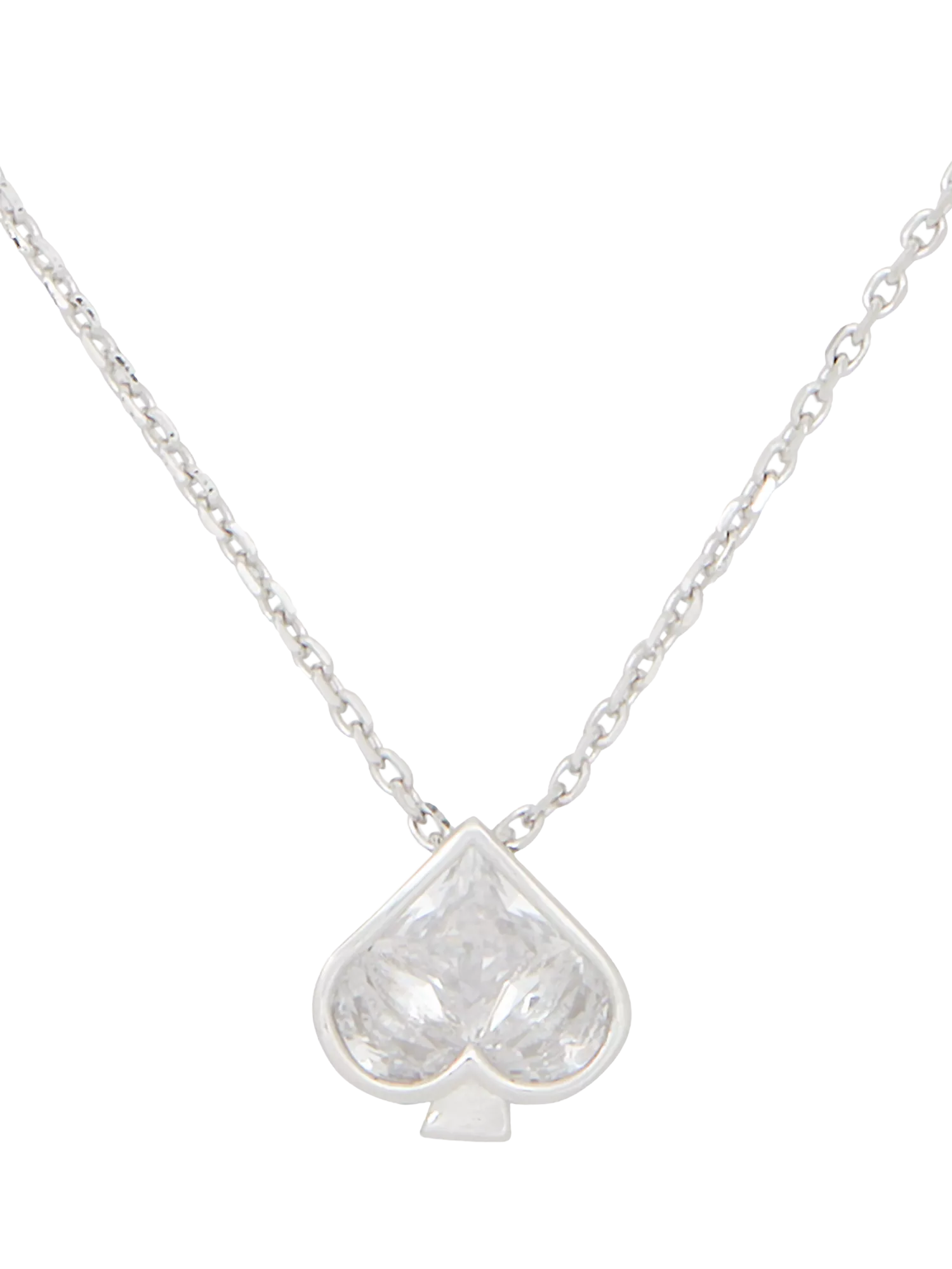 kate spade new york Mini Cubic Zirconia Spade Pendant Necklace, Clear/Silver