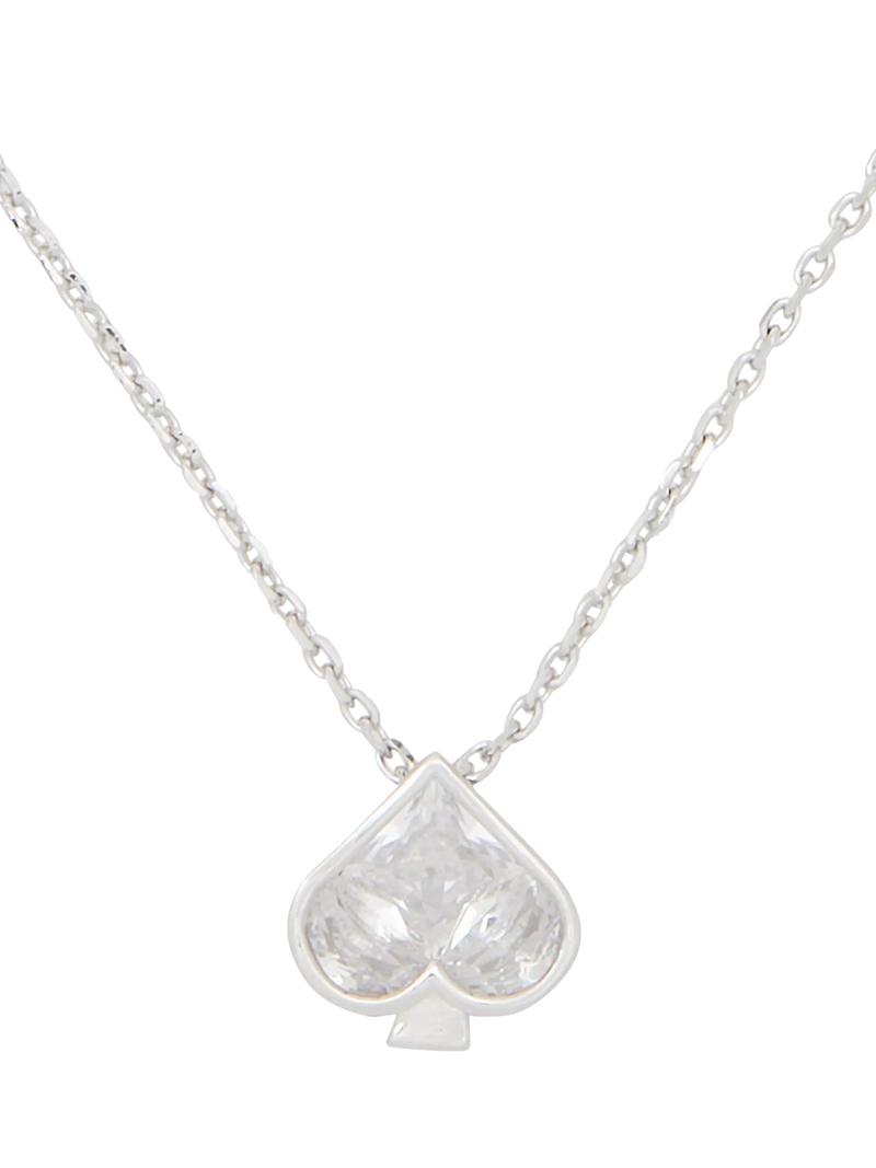 kate spade new york Mini Cubic Zirconia Spade Pendant Necklace, Clear/Silver