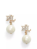 Ralph Lauren faux pearl cubic zirconia drop earrings gold (British brand)