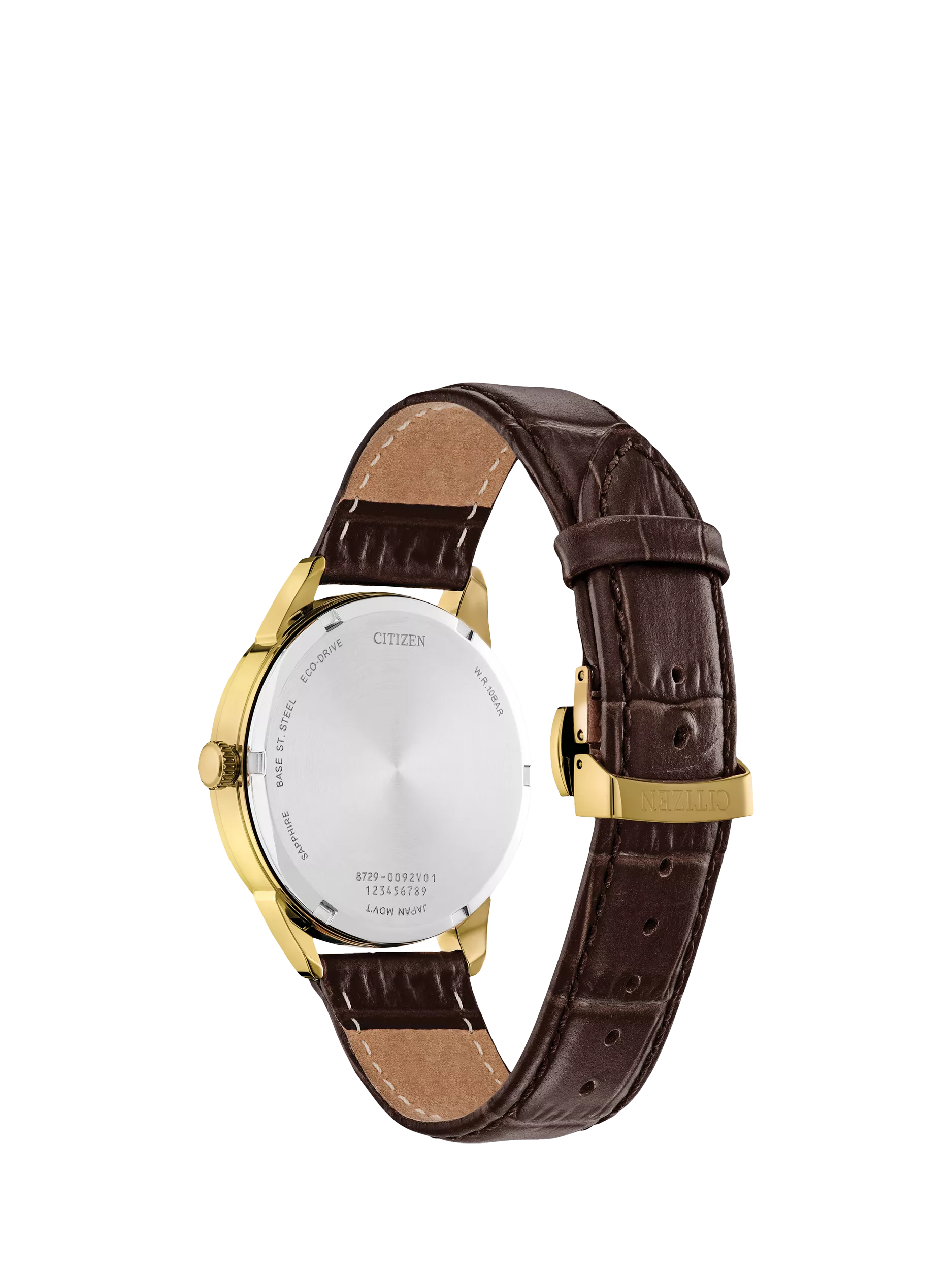 Citizen Eco-Drive chronograph watch 44mm brown leather strap (British brand)