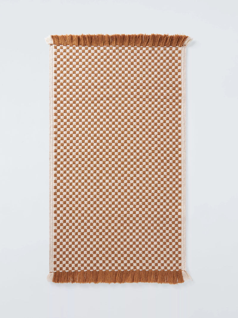 John Lewis Textured Check Fringed Bath Mat