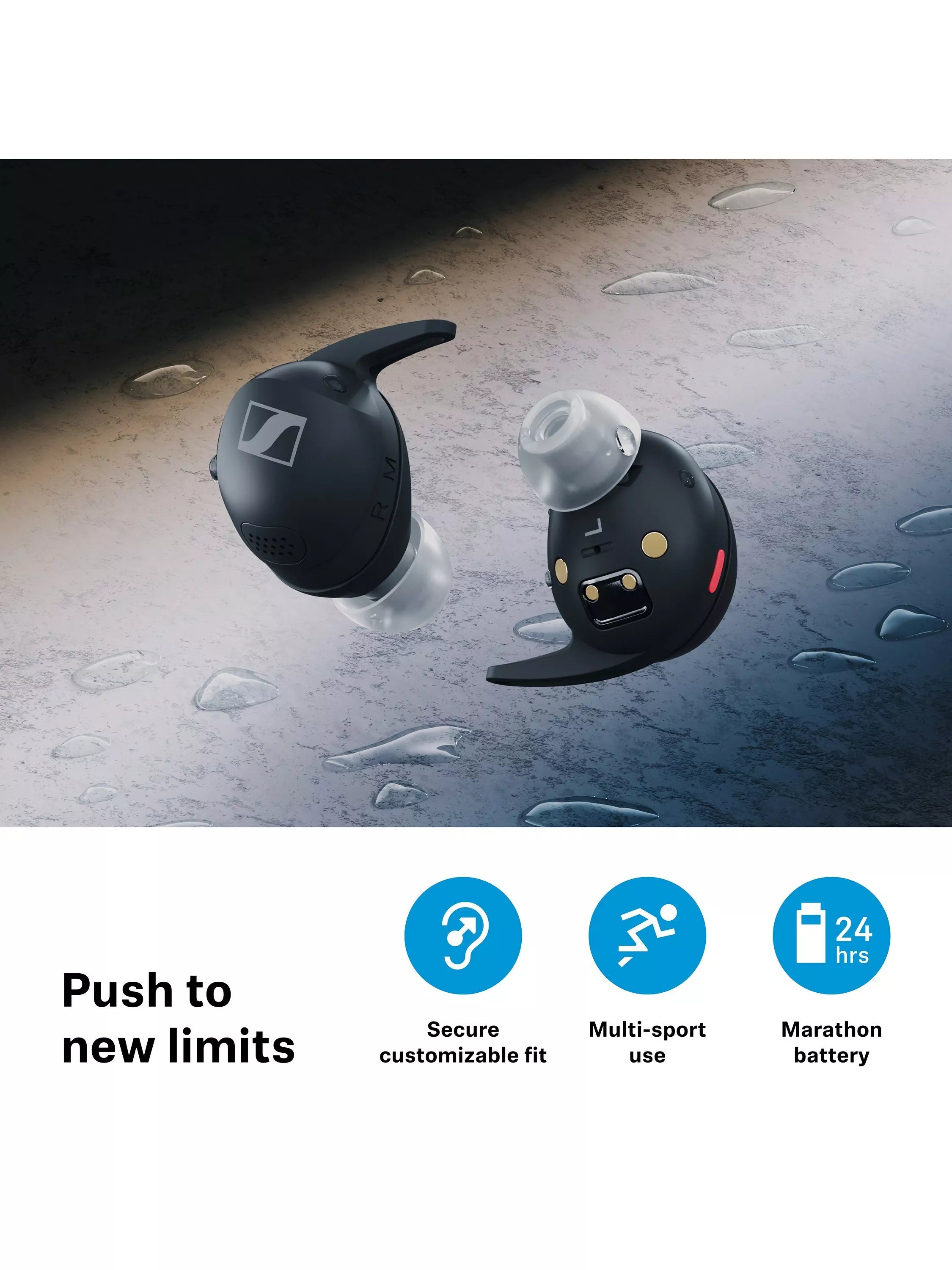 Sennheiser MOMENTUM Sport true wireless earbuds, imported from the UK