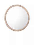 Där Ruan Bobbin Round Wood Frame Wall Mirror, 70cm