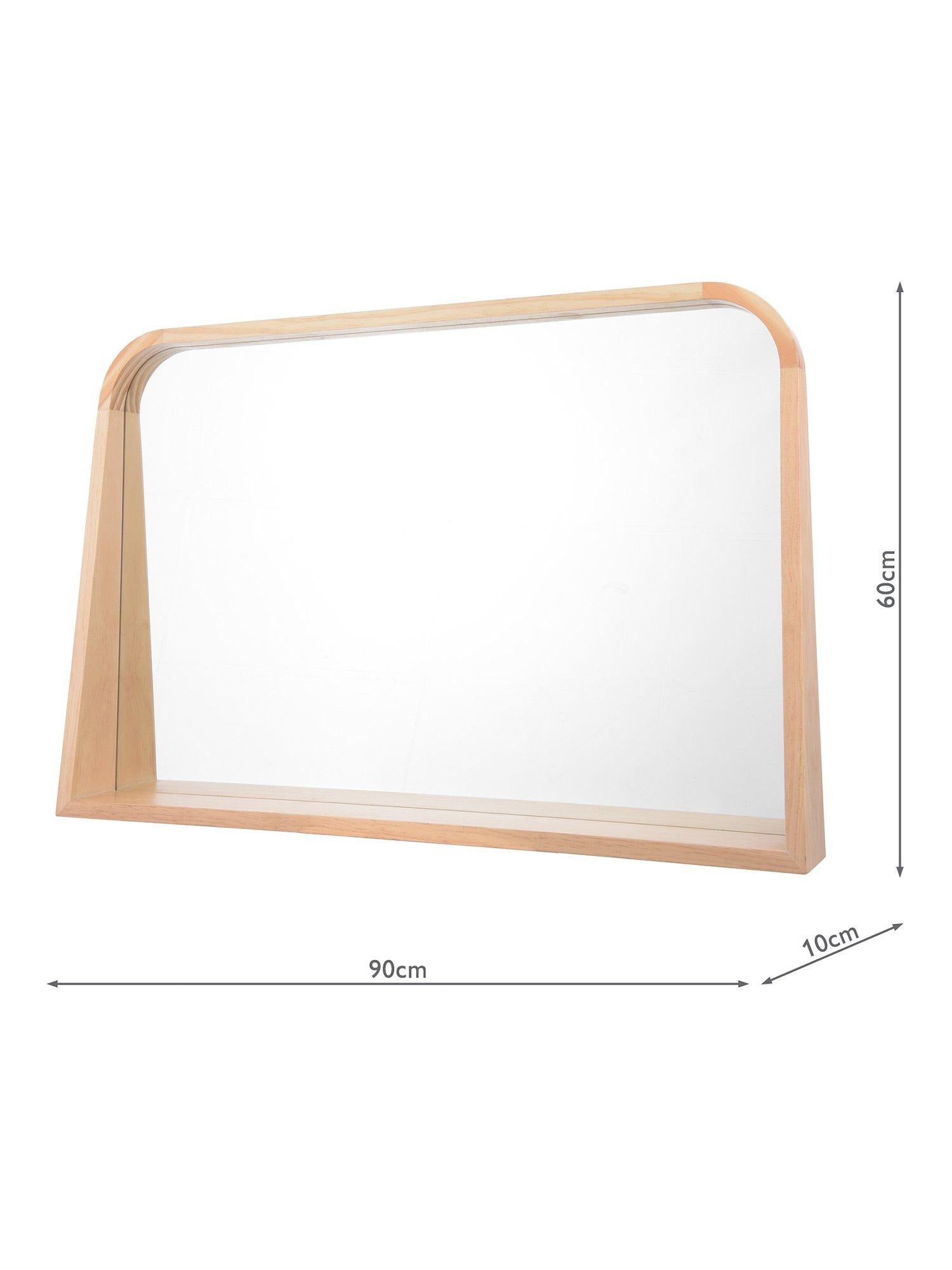 Där Fulgencio rectangular wooden shelf wall mirror 90x60cm natural (British brand)
