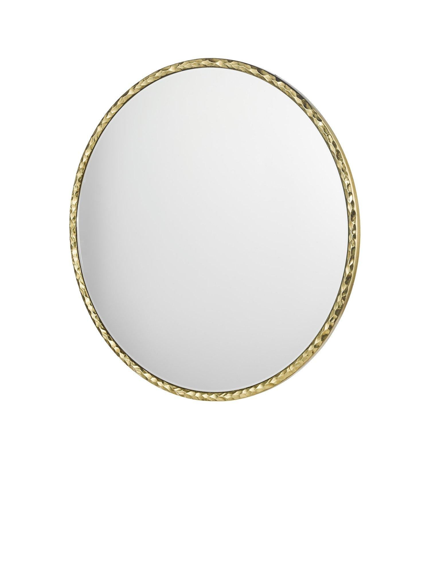 Där Jinelle runder Wandspiegel mit gehämmertem Muster 80cm Gold, UK-Version