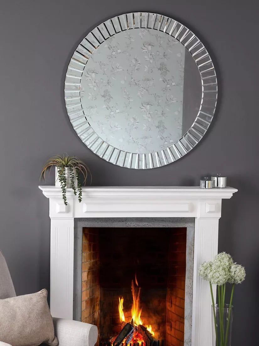 Laura Ashley Capri Bevelled Glass Round Wall Mirror, 100cm, Clear