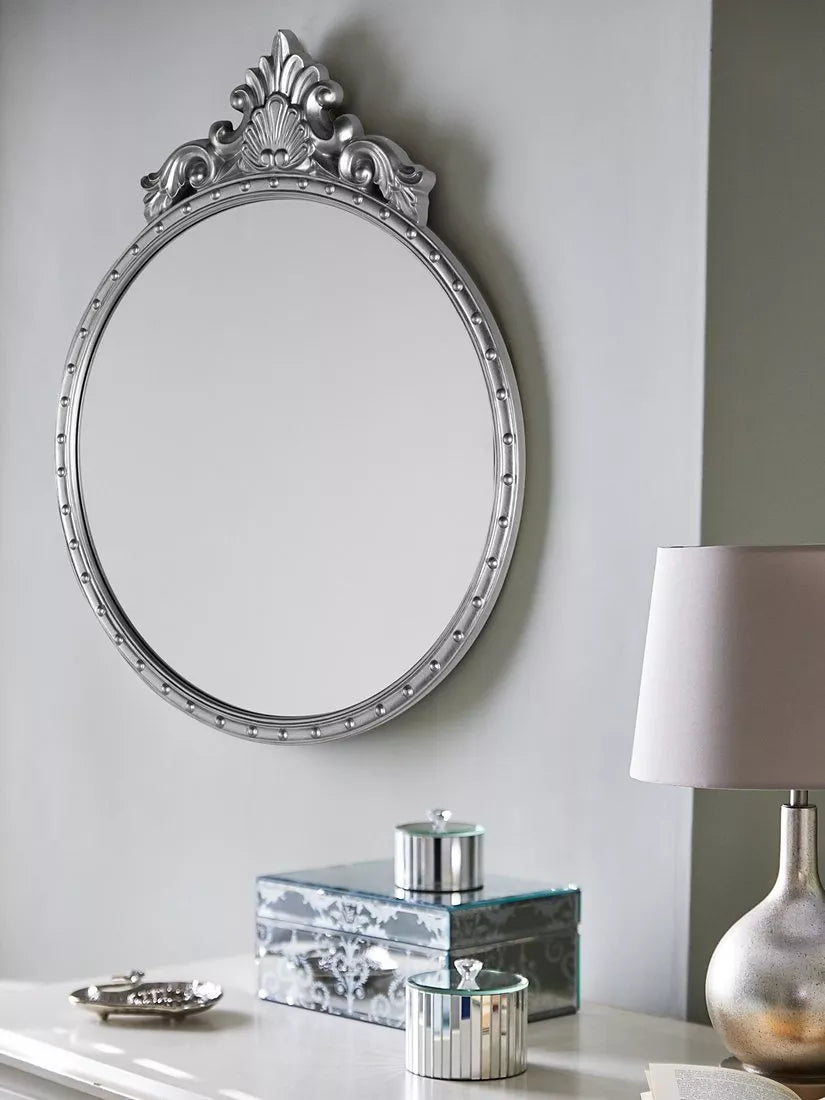 Laura Ashley Overton round wall mirror 73 x 58cm, UK version
