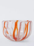 John Lewis Candy Cane Glass Bowl, 17.5cm, Pink