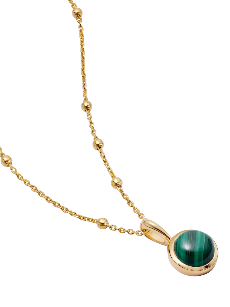 Daisy London Healing Stone Pendant Necklace, Gold/Malachite