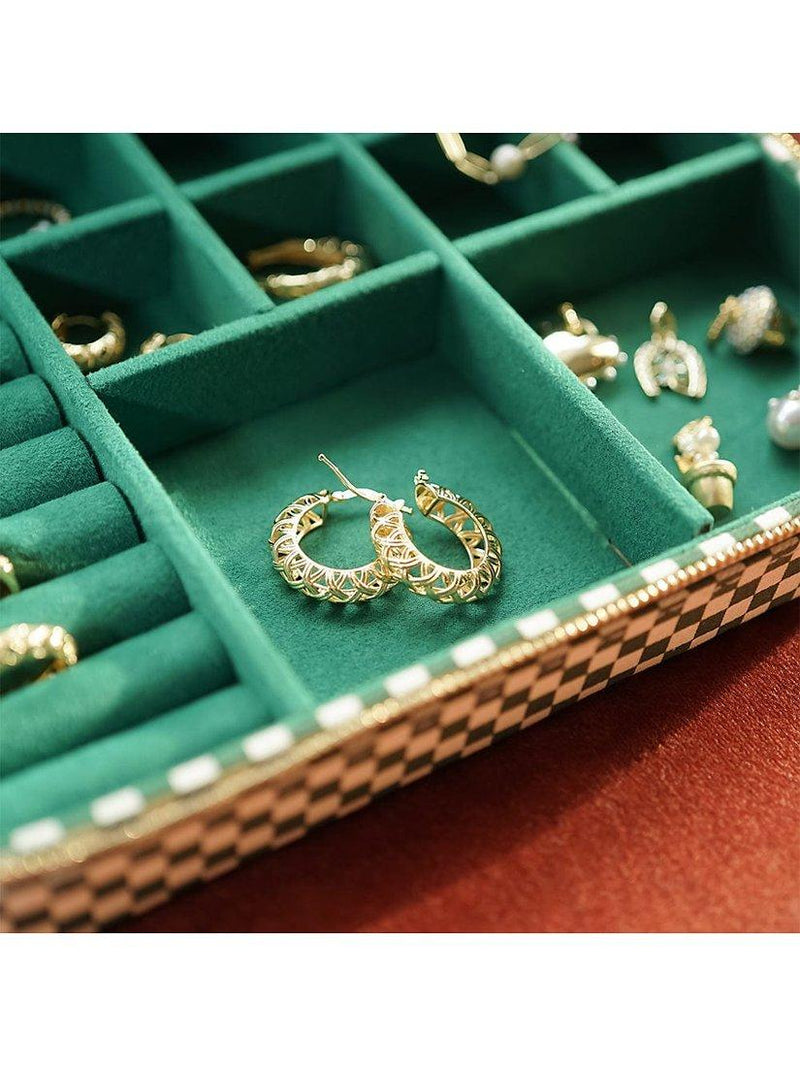 Daisy London jewellery case green Shrimps checkerboard (British brand)