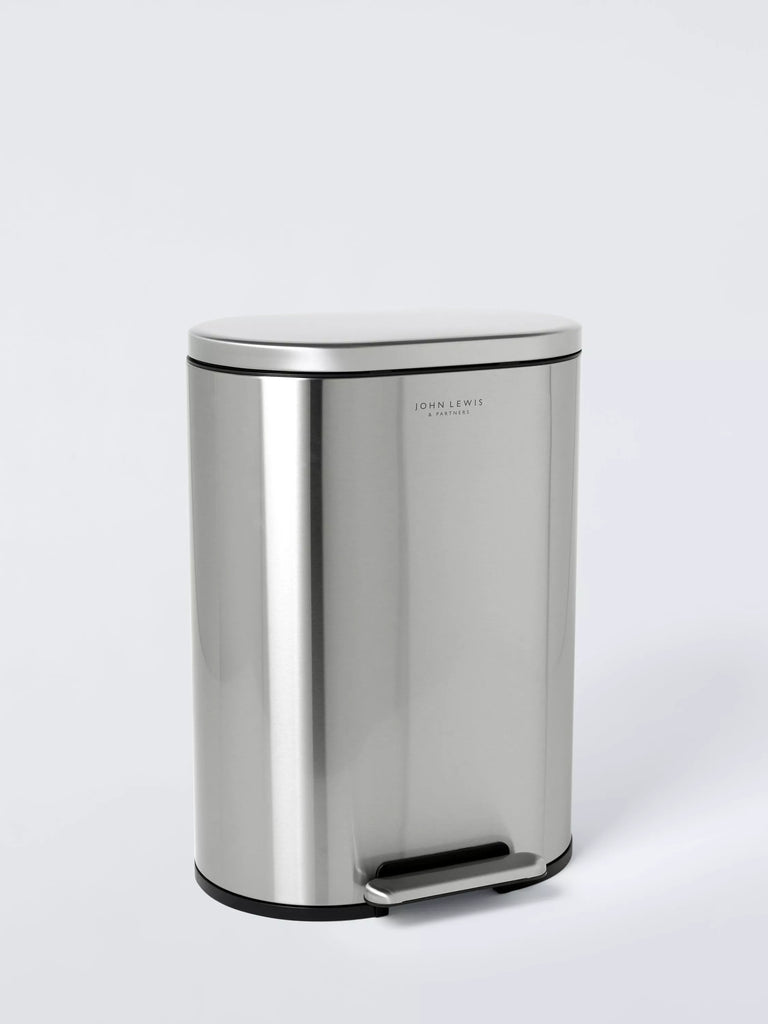 John Lewis Oval 2 section Recycling Pedal Bin, Brushed Stainless Steel, 2x 23L