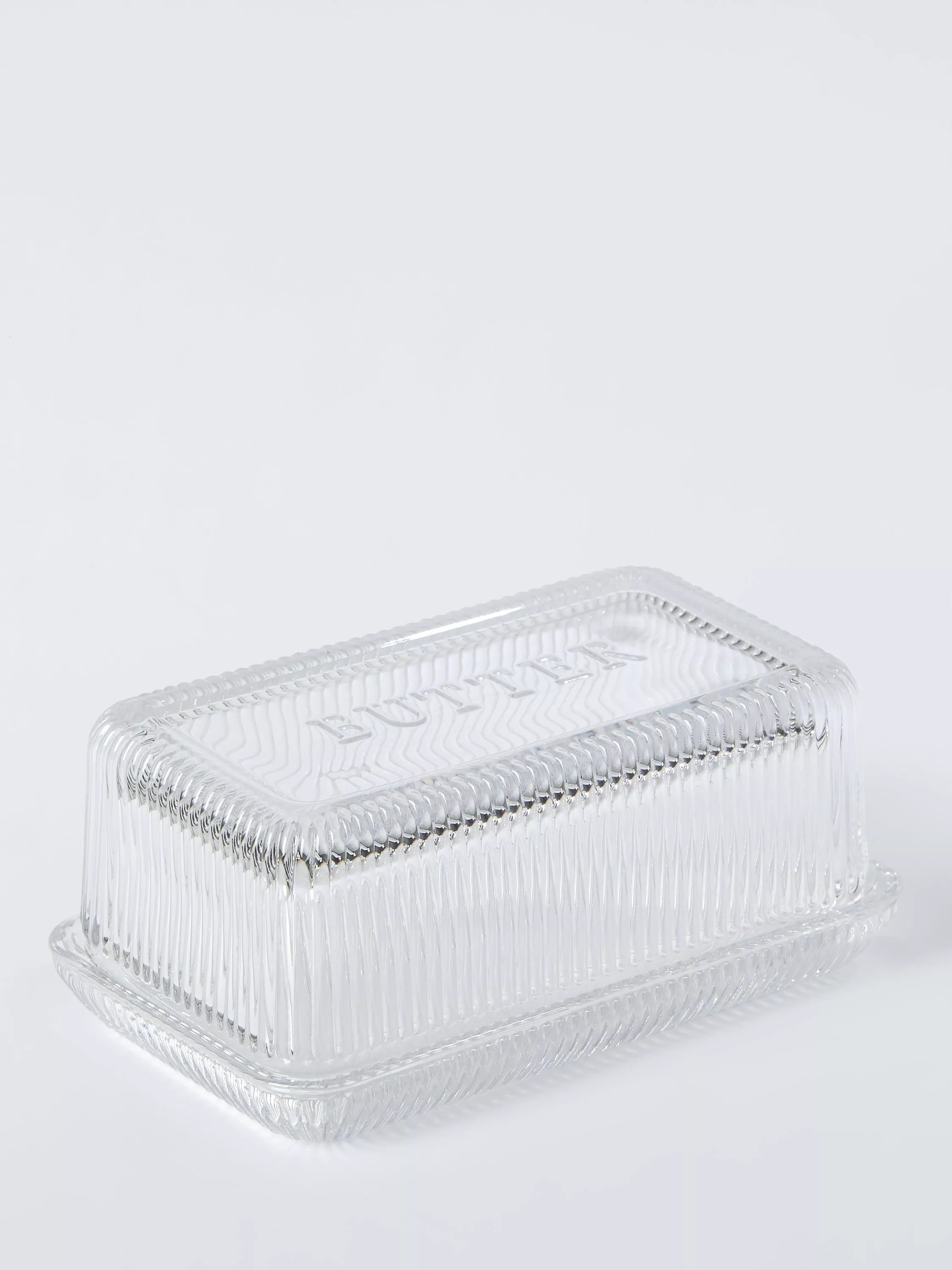 John Lewis clear glass butter dish, UK version