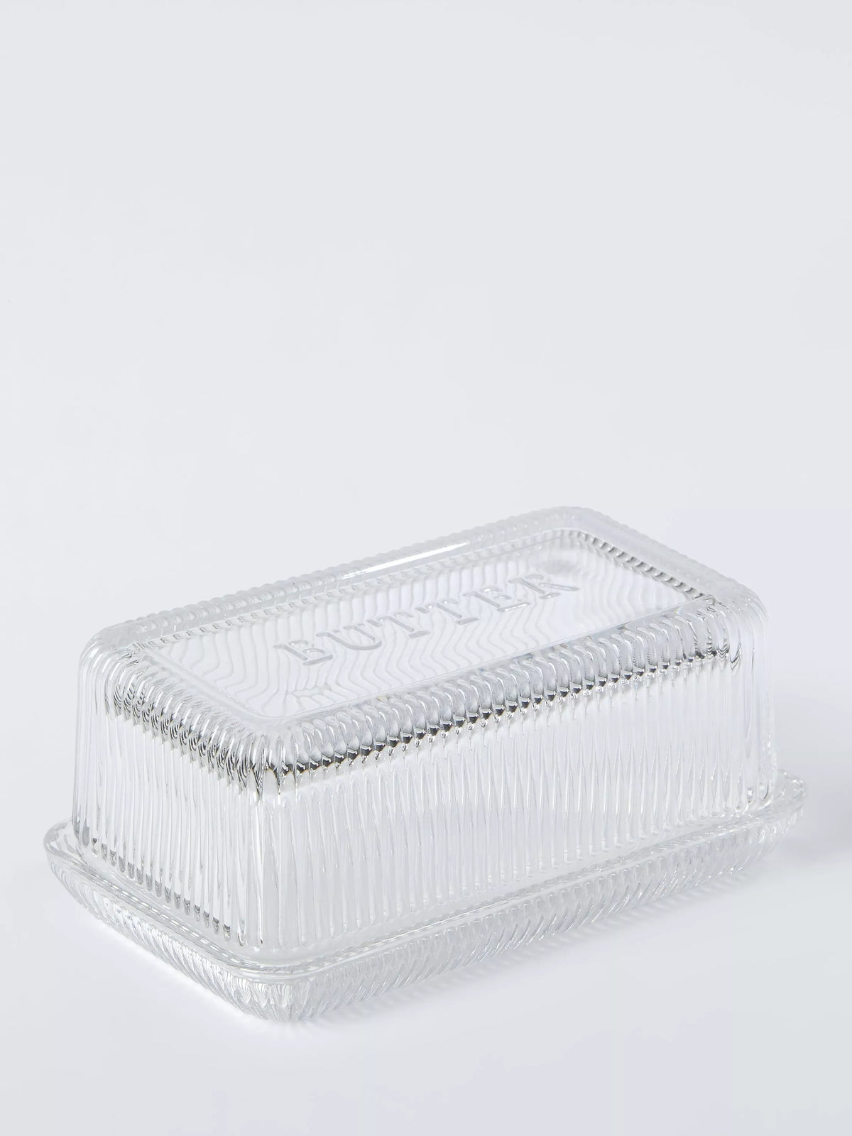 John Lewis clear glass butter dish, UK version