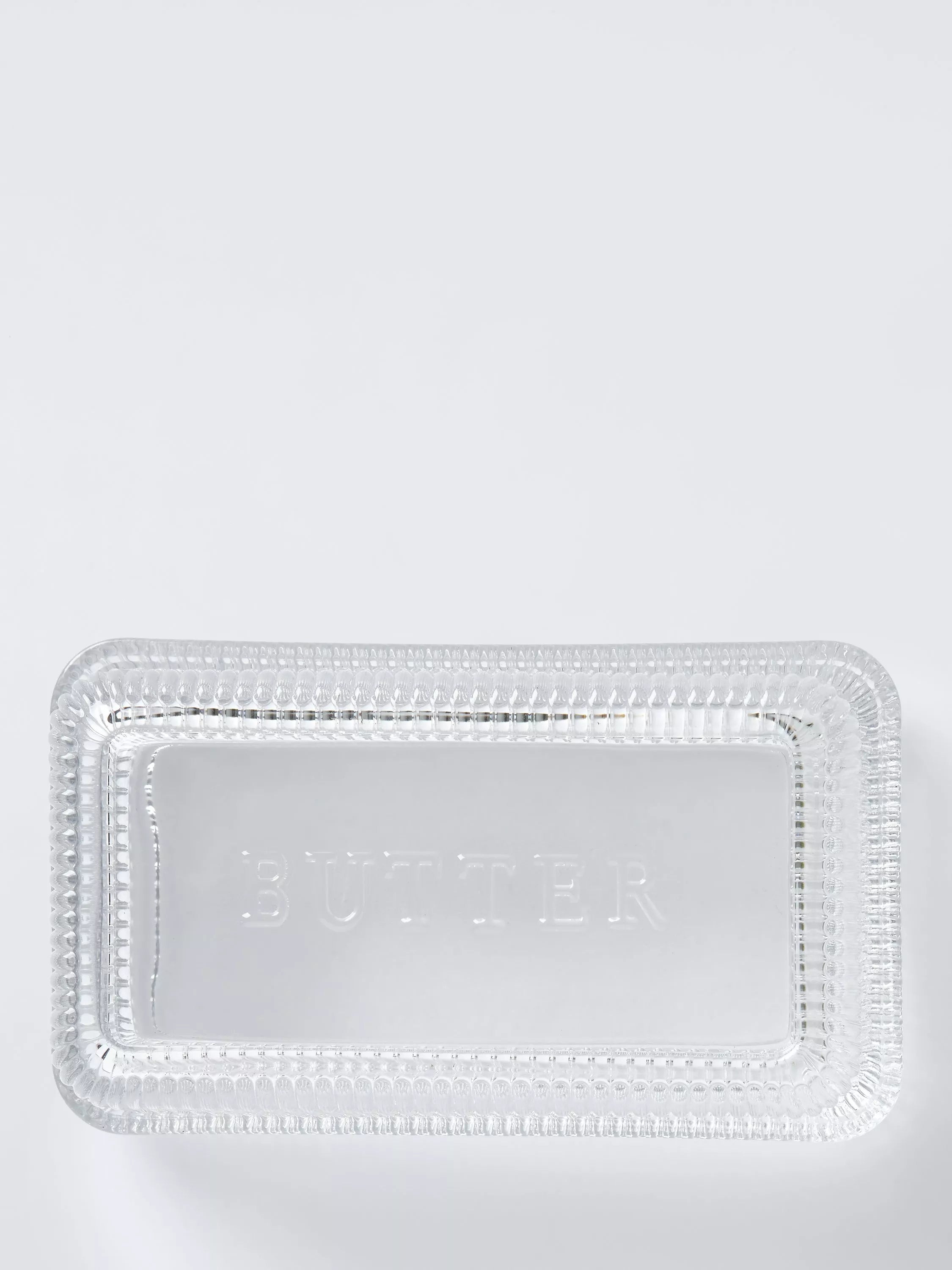 John Lewis clear glass butter dish, UK version