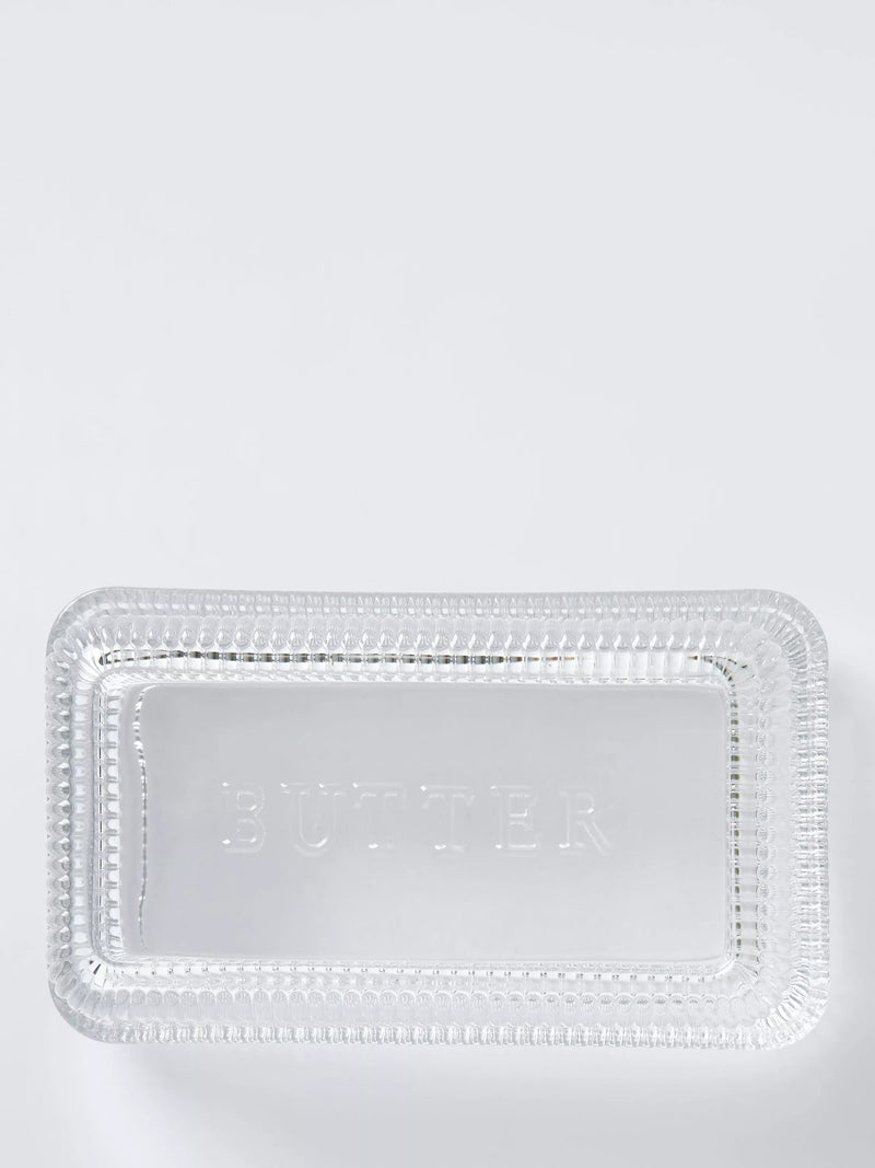 John Lewis clear glass butter dish, UK version