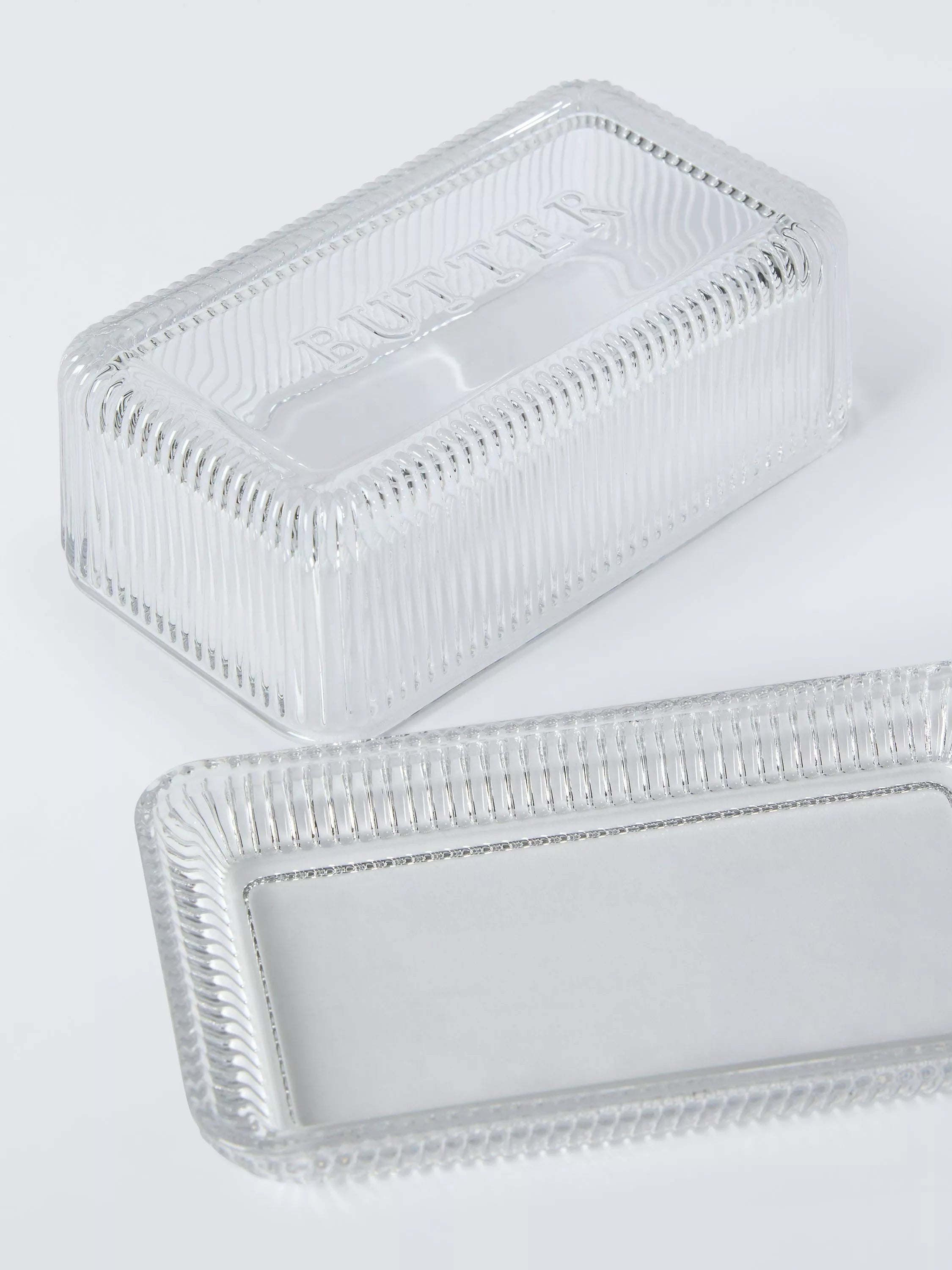 John Lewis clear glass butter dish, UK version