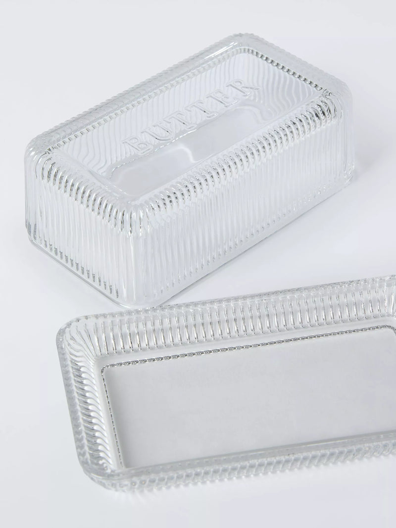 John Lewis clear glass butter dish, UK version