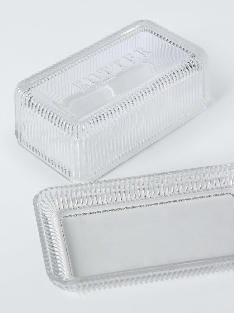 John Lewis clear glass butter dish, UK version