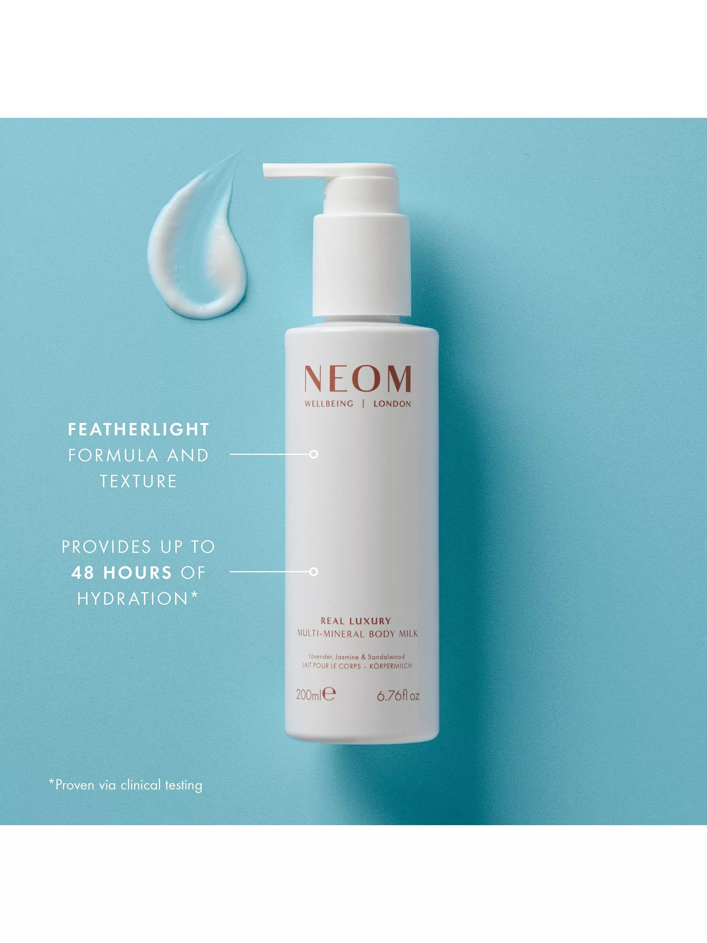 NEOM Wellbeing London Real Luxury Multi-Mineral Body Milk 200ml, UK version