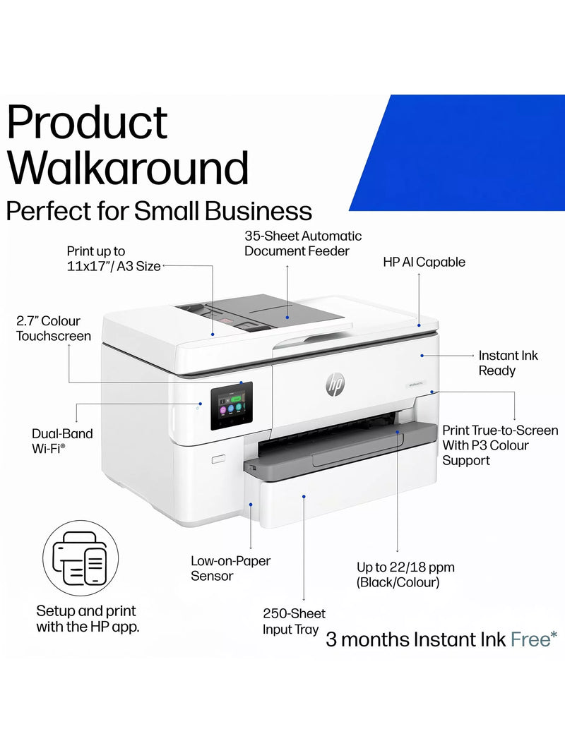 HP OfficeJet Pro 9720e A3 wireless printer (British brand)