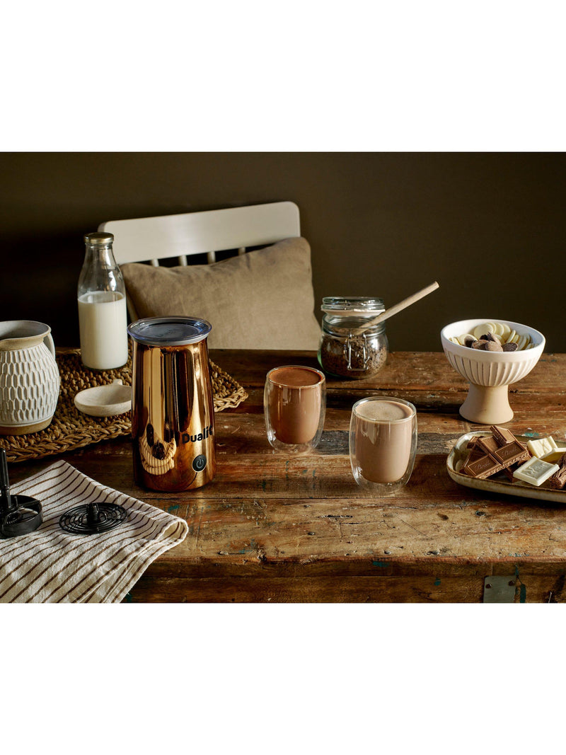 Dualit hot chocolate maker and milk frother in copper - British product