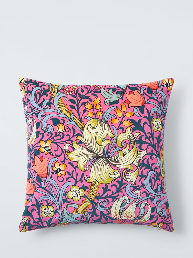 Morris & Co. Golden Lily Velvet Cushion, imported from the UK