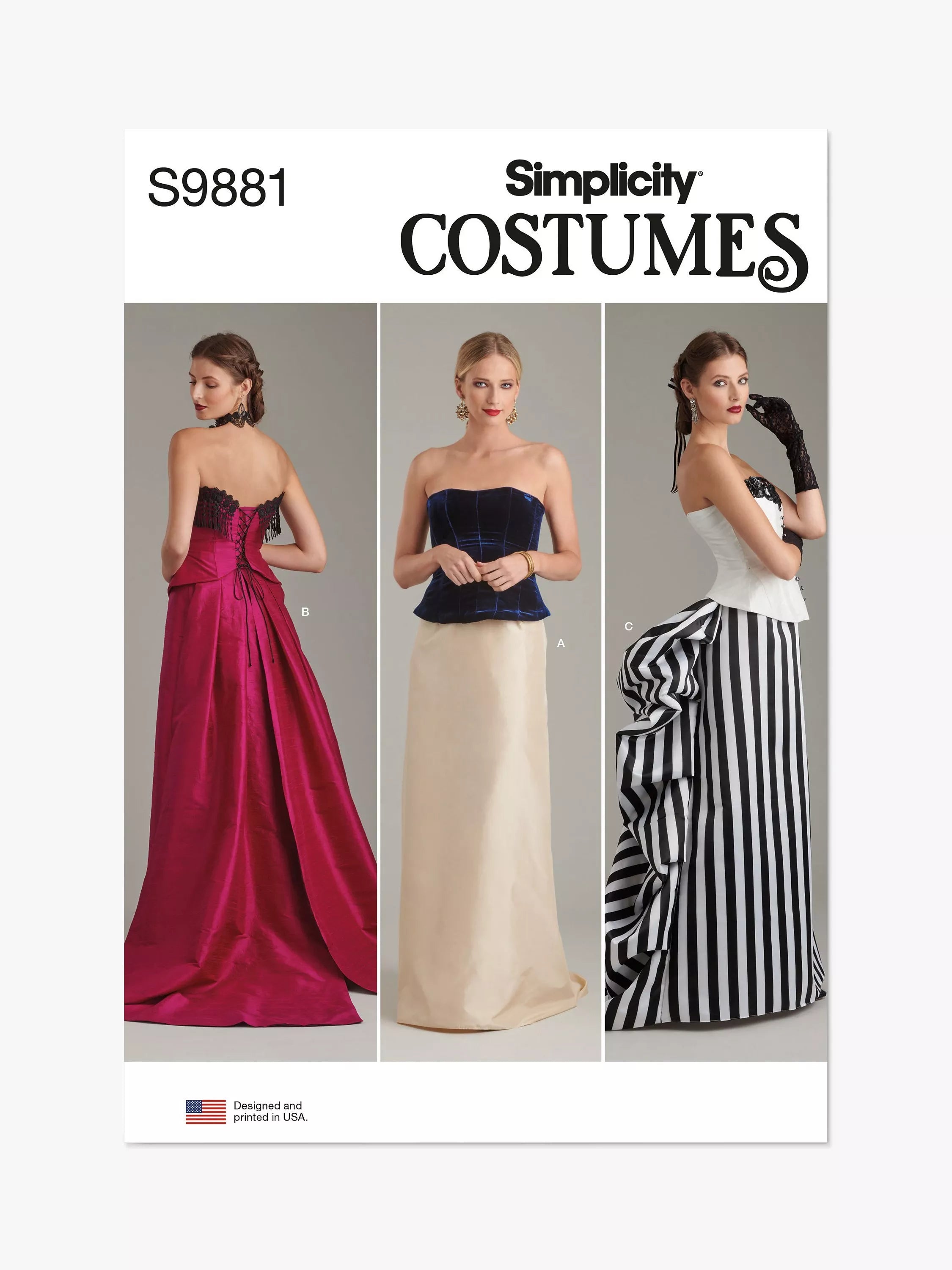 Simplicity floor length skirts sewing pattern S9881, UK version