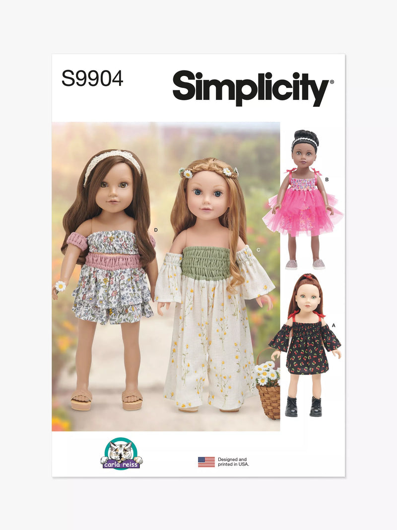 Simplicity sewing pattern S9904 for 46cm dolls, imported from the UK