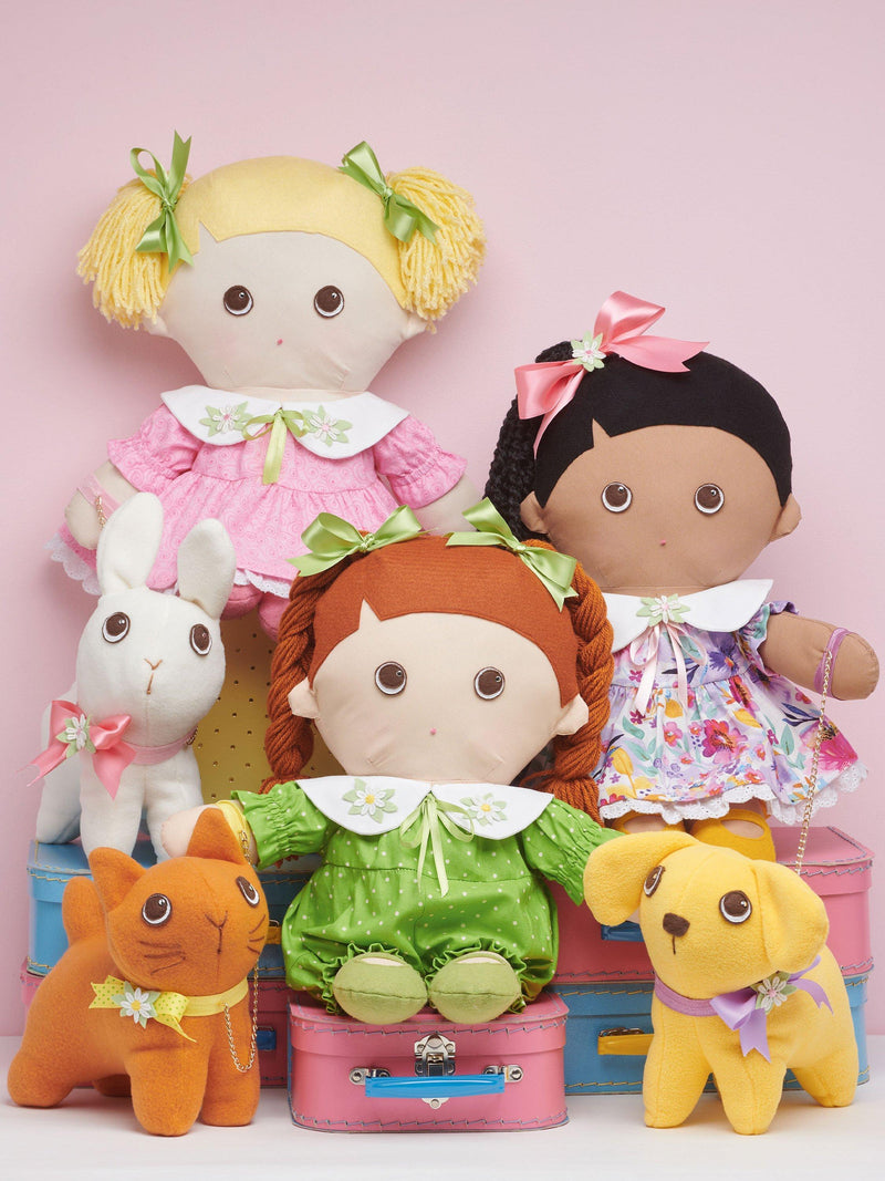 Simplicity S9910 plush doll and pet sewing pattern, UK version