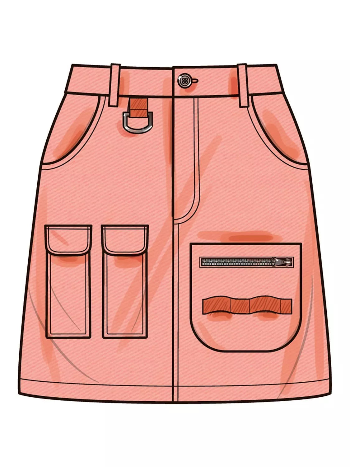 Simplicity cargo mini skirt sewing pattern S9924, UK version