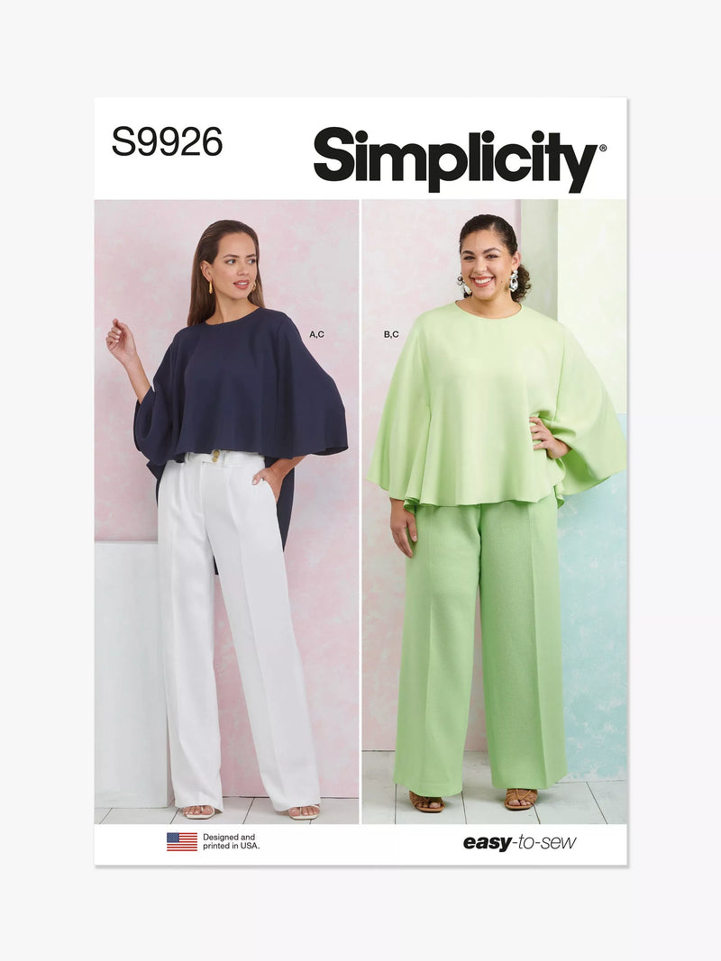Simplicity Misses' and Women's Top and Pants Sewing Pattern S9926