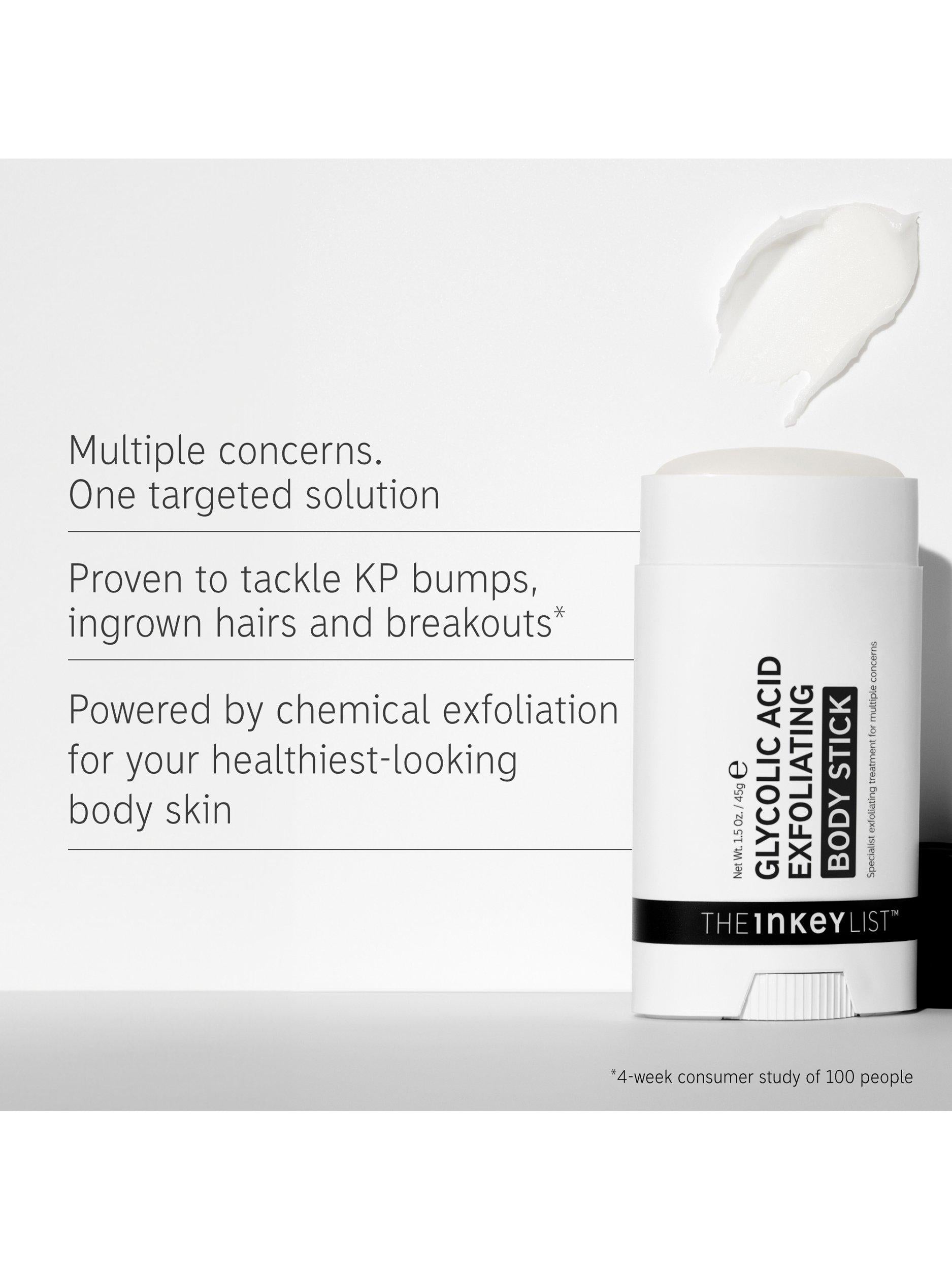 The INKEY List glycolic acid body stick 45g, imported from the UK