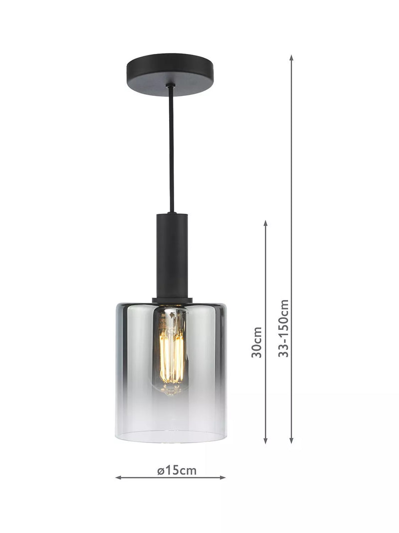 Där Savannah pendant ceiling light black smoked glass - British product