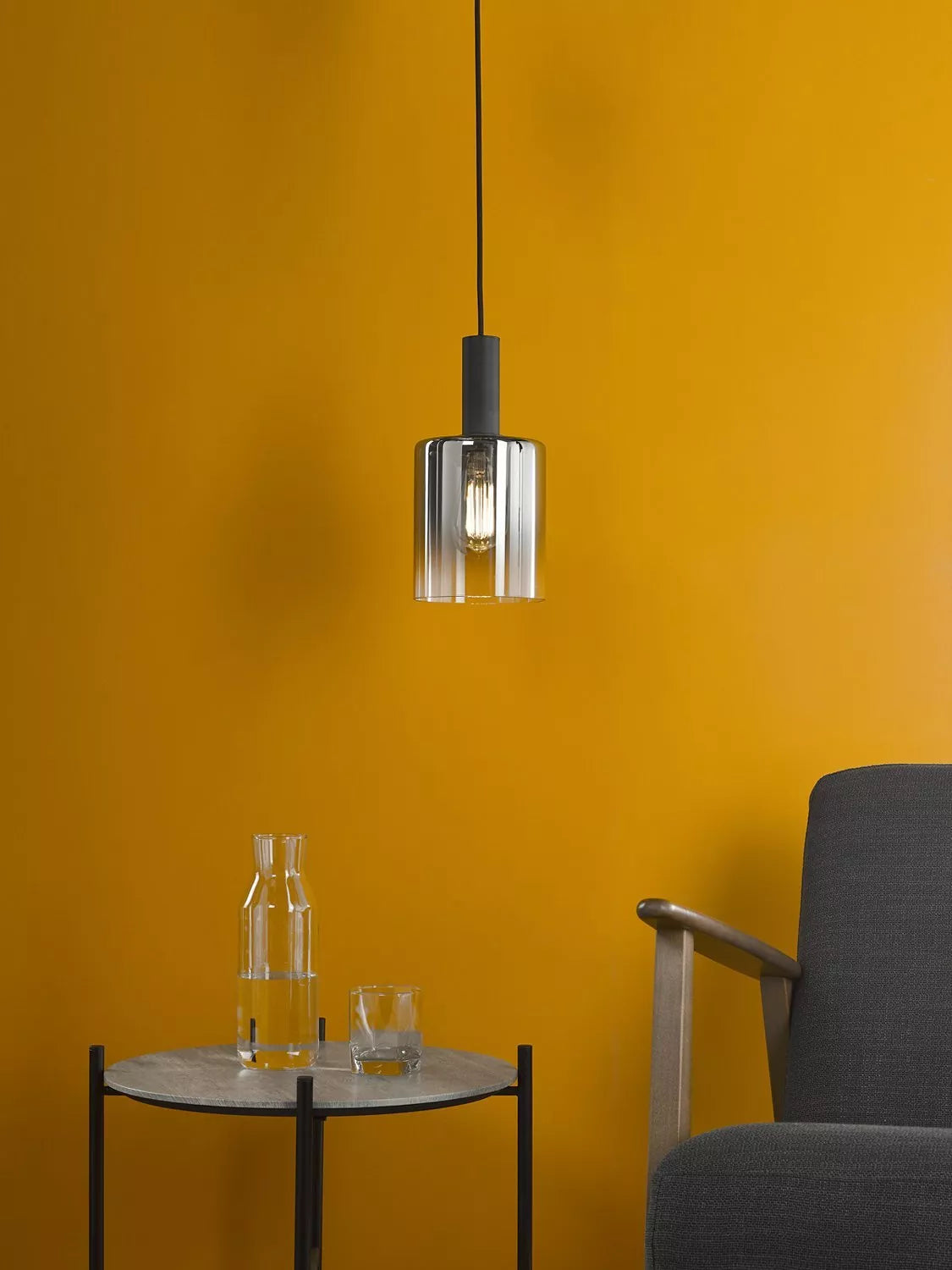 Där Savannah pendant ceiling light black smoked glass - British product