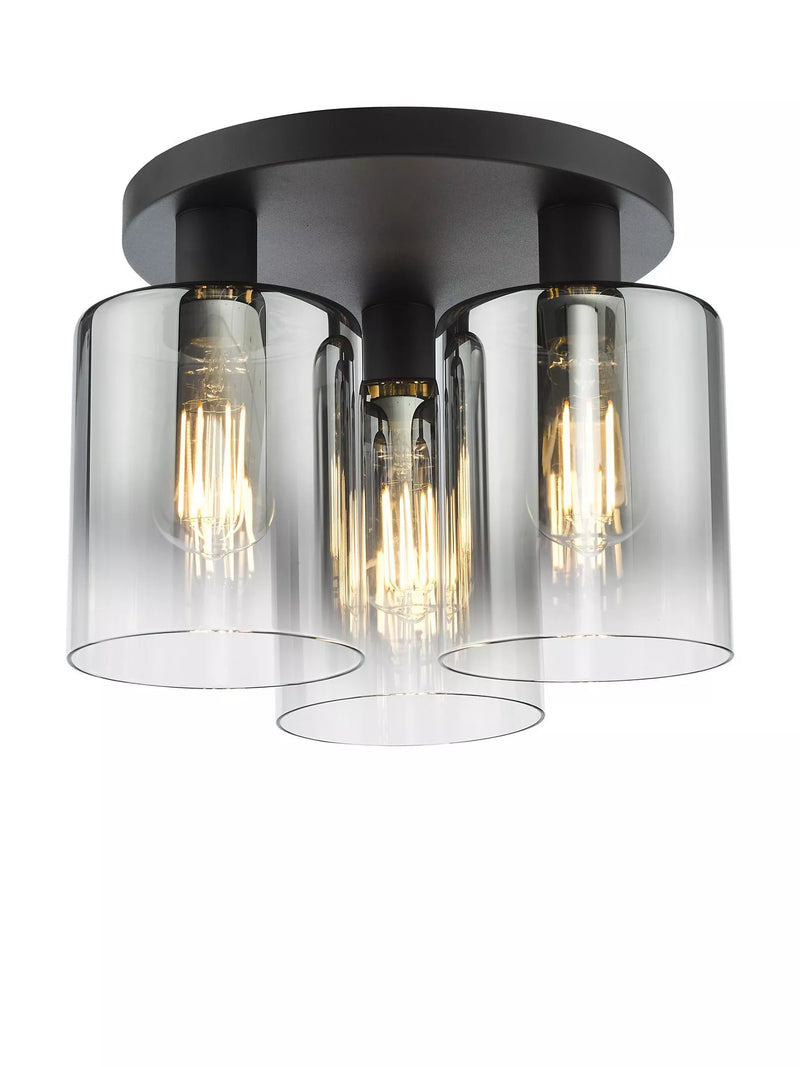 Där Savannah flush ceiling light black smoked, UK version