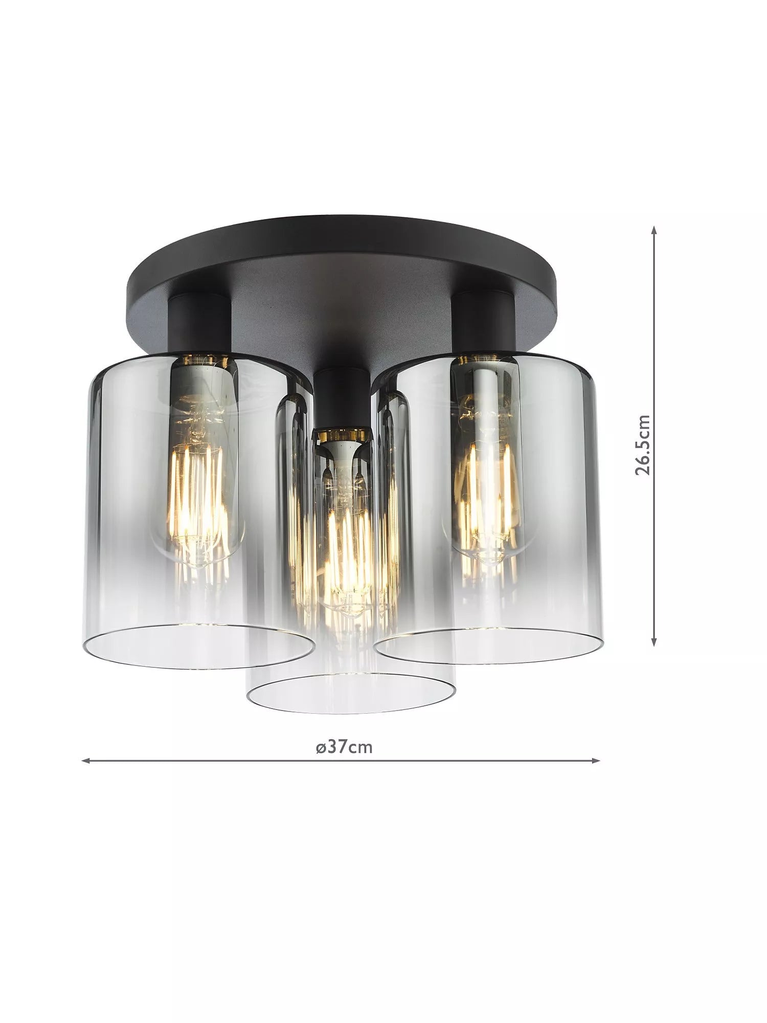 Där Savannah flush ceiling light black smoked, UK version