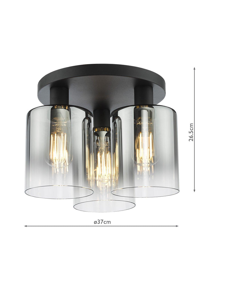 Där Savannah flush ceiling light black smoked, UK version