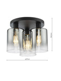 Där Savannah flush ceiling light black smoked, UK version