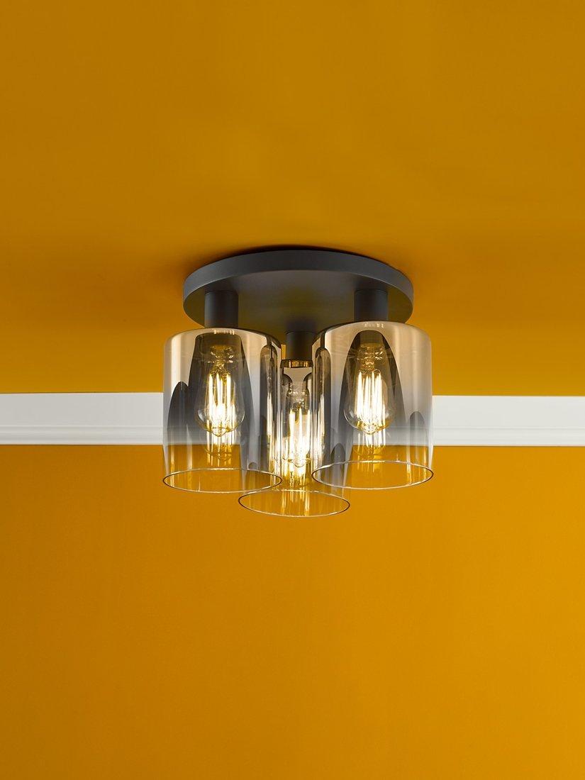 Där Savannah flush ceiling light black smoked, UK version